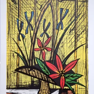 BUFFET - Iris et fleurs rouges