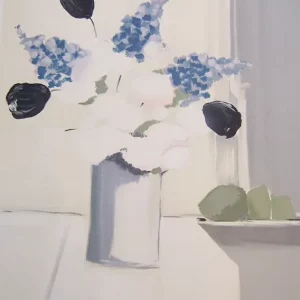 LANGLOIS - LITHOGRAPHIE- BOUQUET BLANC BLEU